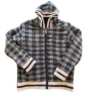 Ark Imports New Zealand wool heavyweight full zip hooded sweater jacket size L